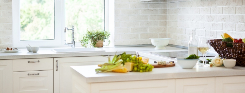 white kitchen and bathroom